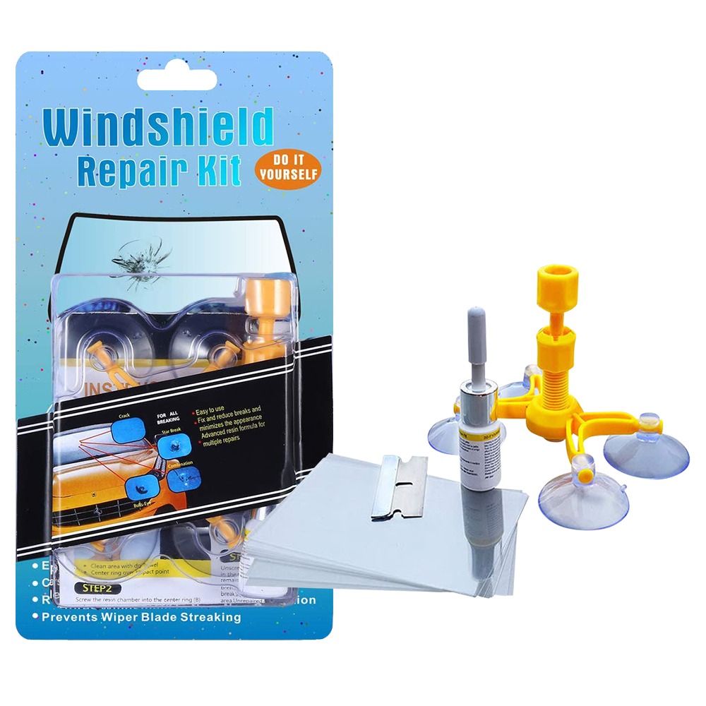 Manelord Windshield Repair Kit, Car Windshield Repair Kit with Suction Cup, Glass Repair Kit for Chips and Cracks，Blue